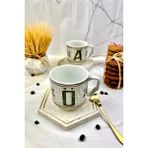 Arter Home Hermoni Monogram Porselen Harf Kupa - Ö Harfi
