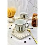 Arter Home Hermoni Monogram Porselen Harf Kupa - Ü Harfi