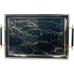 Arter Home Vave Siyah Mermer Desen Dekoratif Tepsi