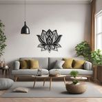 ARTERA DESIGN Dekoratif Lotus Çiçeği 2 Metal Duvar Tablosu Mandala - Siyah 90 x 88