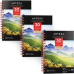 Arteza Sulu boya kağıdı boyama bloğu 3'lü set, her sulu boya bloğu için 30 yaprak 13,9 cm x 21,6 cm, 300 g/m² soğuk preslenmiş asit içermeyen sulu boya kağıdı, sulu boya ve karışık medya için