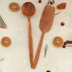 Artful Wooden Ahşap Tahta Kaşık ve Spatula Seti - El Yapımı - Zeytin Ağacı- 33 cm