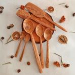 Artful Wooden Ahşap Tahta Kaşık ve Spatula Seti - El Yapımı - Zeytin Ağacı