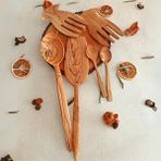 Artful Wooden Ahşap Tahta Kaşık,salata Eli ve Spatula Seti - El Yapımı - Zeytin Ağacı