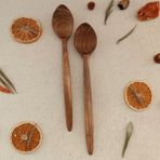 Artful Wooden Ahşap Tahta Servis ve Sunum Kaşığı Seti - El Yapımı - Ceviz Ağacı - 24 cm