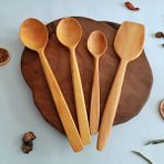 Artful Wooden Ahşap Tahta Servis ve Sunum Kaşığı ve Spatula Seti - El Yapımı - Şimşir Ağacı