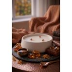Art&Gift Amber Kokulu Dekoratif Beton Mum Yuvarlak Yatay Form Üç Fitilli Mum 250 gr - Beyaz - 1