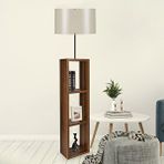 Art&Gift Dekoratif Raflı Kitaplık Okuma Köşesi Lambası Ceviz Renk Mdf Kasa Bej Pvc Başlık Lambader