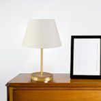Artgift Gold Gövdeli Krem Dokuma Başlıklı Yatak Odası Abajur Okuma Köşesi Masa Lambası