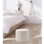 Art&Gift Konfor Krem Kumaş Salon Yatak Odası Çok Amaçlı Yuvarlak Puf