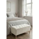 Art&Gift Morbido Sandıklı Yatak Odası Ayak Ucu Puf Antre Bench Ahşap Ayaklı Krem - 90x48x40