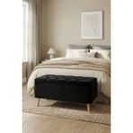 Art&Gift Morbido Sandıklı Yatak Odası Ayak Ucu Puf Antre Bench Ahşap Ayaklı Siyah - 90x48x40