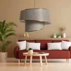 Art&Gift Stil Asitmetrik Pasta Avize Kum Beji Kumaş Altın Şeritli Yatak Odası Salon Sarkıt