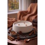 Art&Gift Tarçın Kokulu Dekoratif Beton Mum Yuvarlak Yatay Form Üç Fitilli Mum 250 gr - Beyaz - 1