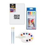 Arthobi Guaj Boya Seti 25x35 Tuval, 10 Renk Boya, Palet Ve 2 Adet Fırça