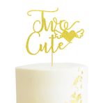 Arthsdite Sevimli bebek kız ve erkek çocuklar için iki tatlı pasta dekorasyonu – ikinci doğum günü pastası – Happy 2. doğum günü partisi dekorasyon malzemeleri – altın parıltılı