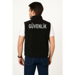 Arthur Kışlık Erkek Nakış Işlemeli 3 Cepli Düz Polar Özel Güvenlik Yeleği - Siyah - 2XL