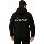 Arthurözel Güvenlik Erkek Kapşonlu Göğüsten Logolu Nakış Işlemeli Polar - Siyah - 2XL