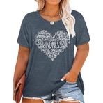 Artı boyutu kadın nazik gömlek sevimli nezaket kalp mübarek grafik Tees ilham öğretmen üstleri, 01 Tozlu, 5XL Artı