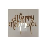 Artı Gold Aynalı Pleksi Happy New Year Doğum Günü Parti Pasta Süsü