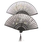 Artibetter 2 Adet Yelpaze Eski El Fanı Kuş Baskılı El Fanı Japon Eski Japon Katlanır Retro Çin Hayranı Retro Yaratıcı Parti Hayranları Kumaş Püskül Öğrenci Bambu