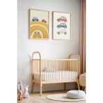 Artiera Neşeli Arabalar ve Yollar - Doğal Ahşap Çerçeveli Çocuk Odası ve Bebek Odası Tablosu - 50 x 70 - Ahşap - Bej