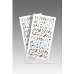 Artikel 2' Li Yapraklar Ve Tüyler Tırnak Dövmesi,Tırnak Tattoo, Nail Art, Tırnak Sticker