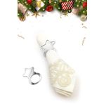 ARTİKEL 6 Adet Silver Yıldız Desenli, Yılbaşı Dekoratif Peçete Yüzüğü, Yeni Yıl Sofrası Aksesuarı, Dekoratif Peçete Halkası, Yeni Yıl Süsü
