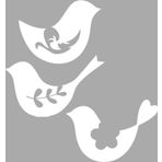 Artikel Çiçekli Kuş Stencil Boyama Şablonu 30x30 cm Duvar Stencil