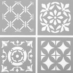 Artikel Dörtlü Karo 2 30x30 cm Duvar Fayans Mobilya Stencil Boyama Şablonu