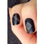 Artikel Gümüş Etnik Çizgiler Metalik Nail Art Tırnak Sticker