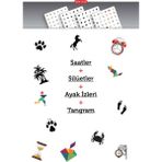 ARTİKEL MDF Montessori Oyunu Eşleştirme Oyun Kartları 4 Adet Tangram Oyun Kartı, Hafıza Kartı