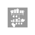 Artikel ST-1009 Mutfak Rafları Stencil Tasarımı 30x30 cm Kanvas Tablo