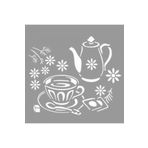Artikel ST-1189 Çay Saati Takımı Stencil Tasarımı 30x30 cm Kanvas Tablo