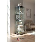 artinoks 7 RAFLI SADE CAM VİTRİN SİYAH (Vitrin Gümüşlük Kitaplık Büfe Camlı Koleksiyon Vitrini cam dolap)