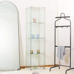 Artinoks Home 3 RAFLI BEYAZ SADE CAMLI VİTRİN (gümüşlük,kitaplık, sunu,sergi vitrini)