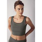 Artış Collection Kalın Askılı Crop Top Fitilli Spor Büstiyer C02 - Haki