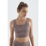 Artış Collection Kalın Askılı Crop Top Fitilli Spor Büstiyer C02 - Vizon - XS