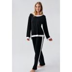 Artış Collection Uzun Kollu Basic Esnek Viskoz Pijama Takım 18209 - Siyah - XL