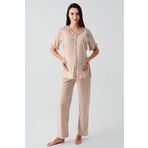 Artış Kısa Kollu Düğmeli Esnek Pamuklu Kumaş Hamile Pijama Takım