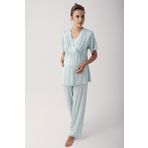 Artış Puantiyeli Kısa Kollu Likralı Viskoz Hamile Pijama Takımı 14206