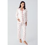 Artış Termal Uzun Kollu Düğmeli Kalp Desenli Esnek Yumuşak Dokulu Hamile Pijama Takım
