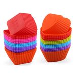 ArtisanShow Muffin Pişirme Bardakları Yeniden Kullanılabilir Kare ve Kalp Şeklinde Silikon Cupcake Kalıpları Mini Yapışmaz Cupcake Gömlekleri Trüf Çikolata Şeker Kalıpları Seti DIY Kek Araçları 30'lu