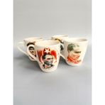 Artistic Quality Dekoratif Mustafa Kemal Atatürk Baskılı 4 Adet Porselen Kupa - Mug - Kahve Fincanı - Beyaz