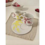 Artistic Quality Dekoratif Şık Tasarım Sarı ve Kırmızı Lale Dekor Renklerinde Çay-Kahve Fincan Seti 2 Kişilik - Beyaz
