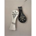 Artistic Quality Dekoratif Tasarım Kirli Kaşık Altlığı, Kaşıklık, Kepçe Altlığı, Çini / Seramik Tamamen El Yapımı - Siyah - Beyaz