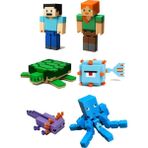 Artivo Minecraft Deniz Başlangıç Seti Steve Alex Kaplumbağa Guardian Aksolotl Ahtapot - mavi