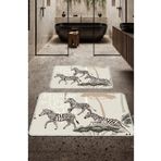 Artızon Zebra Desenli Banyo Paspası Seti – Kaymaz Tabanlı, Yıkanabilir (50X60, 60X90 CM)