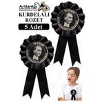 Artlantis 10 Kasım Atatürk Kurdelalı Rozet 5 Adet Siyah Yaka Rozeti Çocuk Bayram Etkinlik 15 cm Kokart