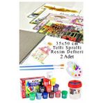 Artlantis 12 Renk Guaj Boya Fatih 35x50 Cm Telli Spralli Resim Defteri Palet Resim Fırçası15 Yaprak Guajboya Resim Defteri Çok Renkli